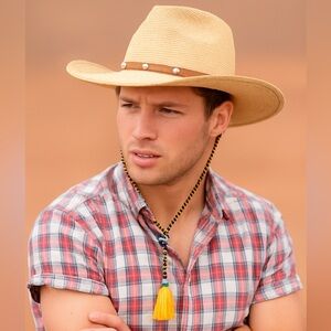 Vintage Alta Calidad Palm Straw Western Hat – Size 55 (6 7/8 US)